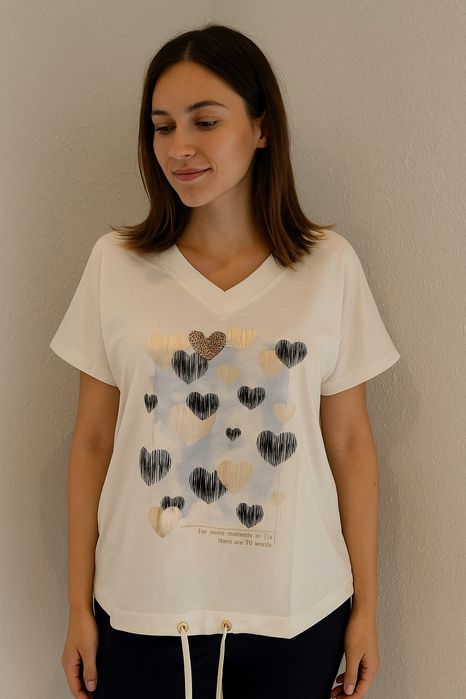 Nowa damska bluzka z krótkim rękawem firmy Megi Collection