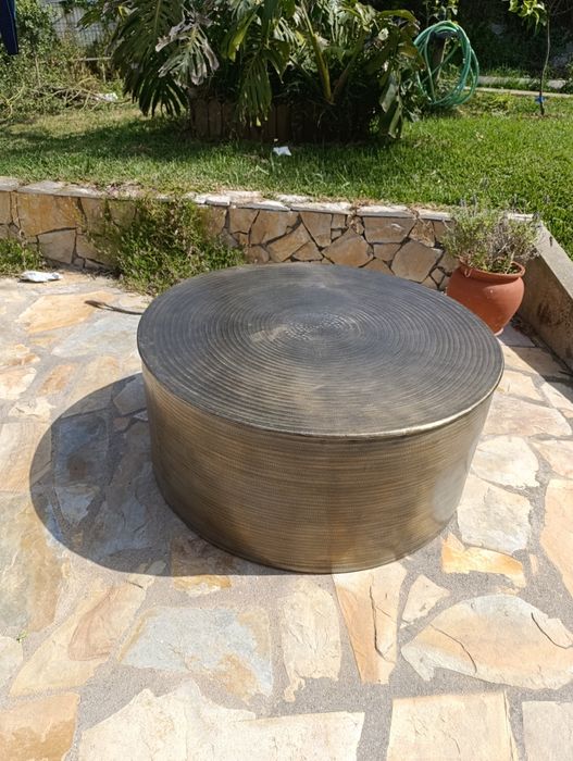 Mesa de Centro Dourada  Alumínio 90 x 90 x 40