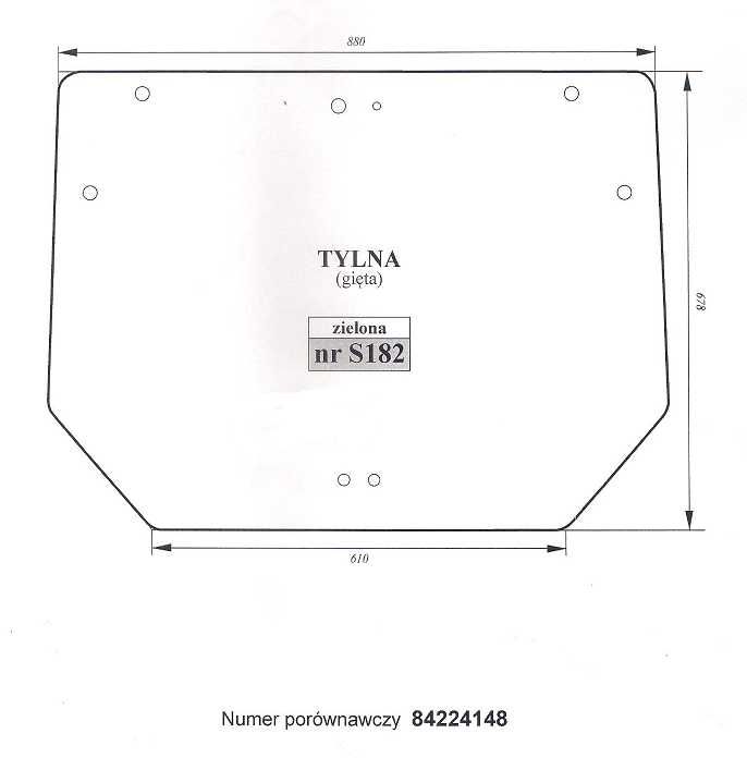 szyba New Holland T4.55 T4.65 T4.75 T4.85 T4.95 T4.105 - tylna  S 182