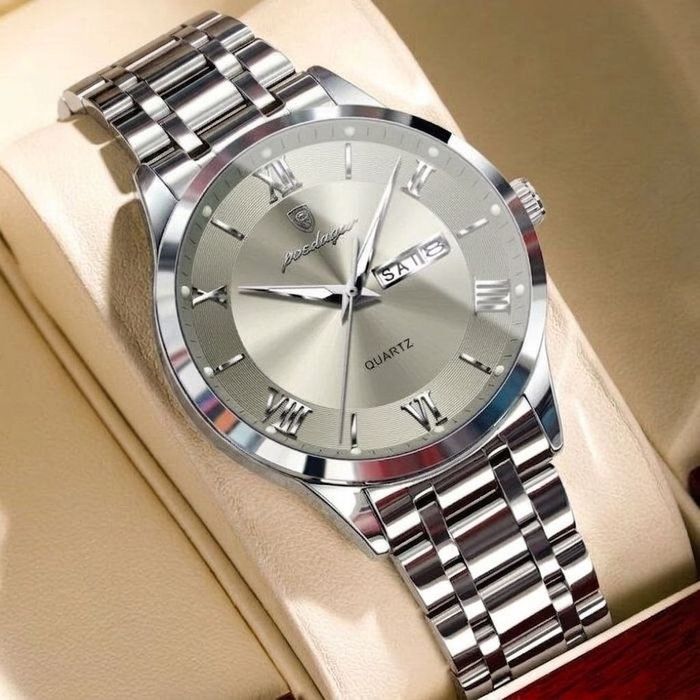 Годинник Poedagar Silver Sunray: Кварцовий, Сталевий браслет