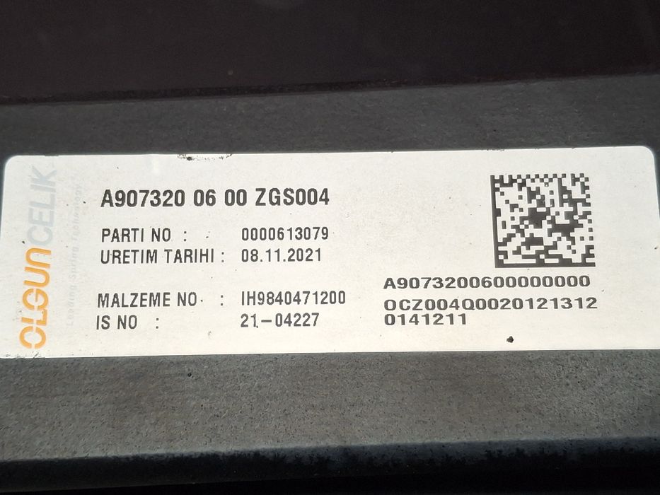 Mola de suspensão trás direita MERCEDES-BENZ Sprinter 3,5-t (907, 910)