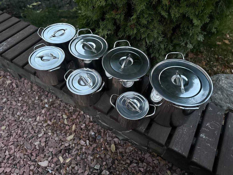 ‼️ Набір кастрюль 7️⃣шт. Кухонная утварь.  Нержавейка. Набор кастрюль