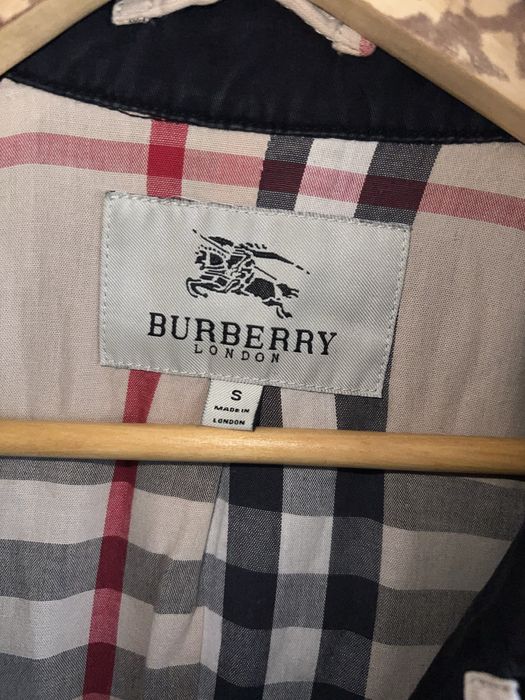 Burberry czarny płaszcz trencz kratka S pasek