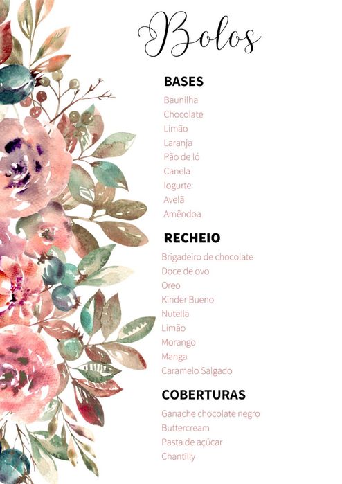 Bolos e serviço de catering