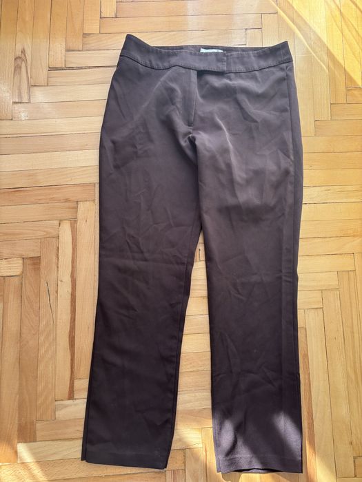 Brazowe eleganckie spodnie garniturowe damskie L 40
