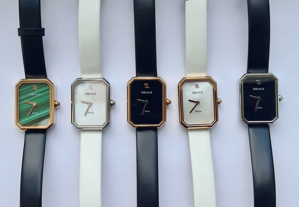 Жіночий годинник OBLVLO Paris White/Gold Sapphire нові