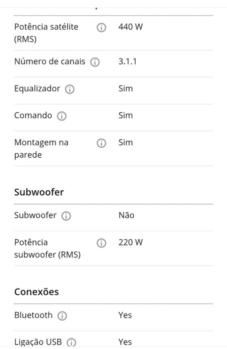 BARRA de som com subwoofer