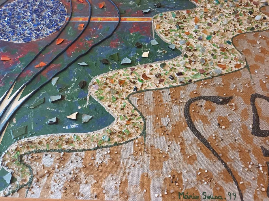 O Homem e a Terra. Tinta celulosa e sintética sobre platex, 105x77 cm