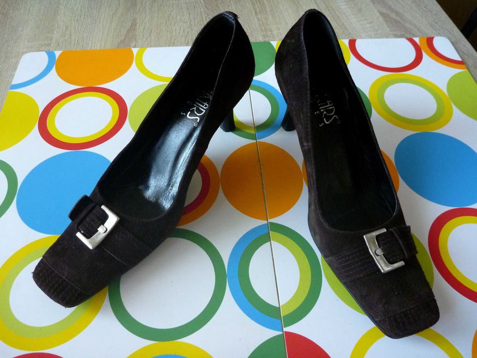 Brązowe czółenka ze skóry naturalnej LAN-KARS - 39