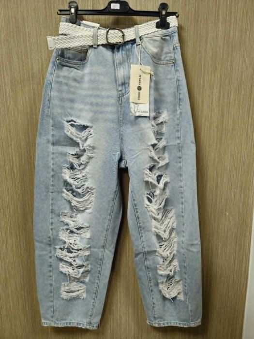 Spodnie jeans MSara szarpane nogawki M/L (40), Ballon Fit !!!