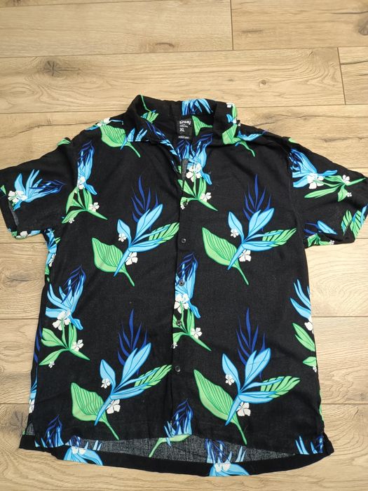 Męska koszula w motywem roślin r XL