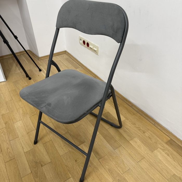 Krzesło składane VOEL aksamit ciemnoszary