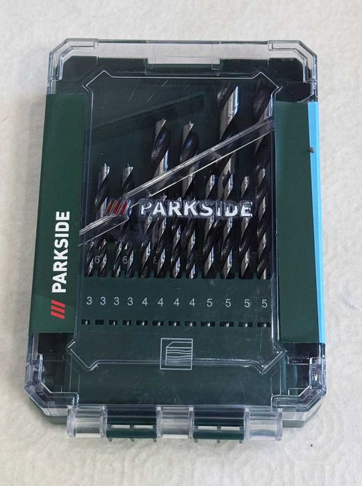 Parkside caixa com 18 brocas para madeira. Caixa fechada, sem uso