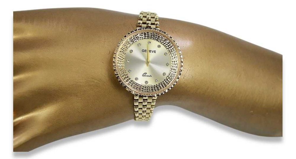 Prześliczny 14k złoty zegarek damski Geneve lw116y Ł