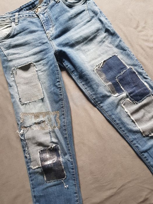 Spodnie Maryley włoskie z naszywkami