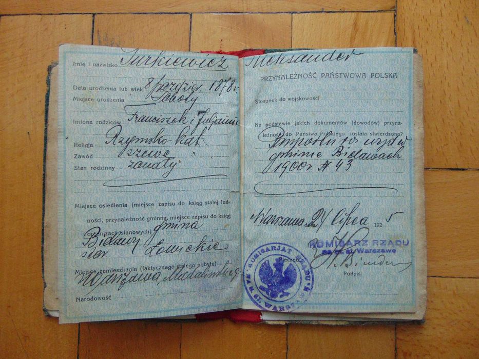 dowód osobisty 1925 Warszawa II RP