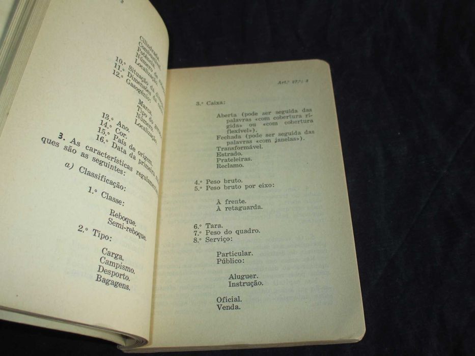 Livro Regulamento do Código da Estrada Pedro Domingues dos Santos 1955