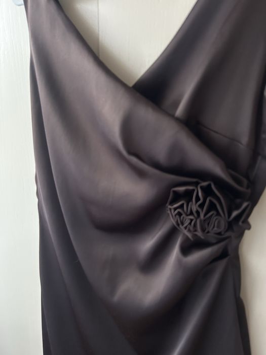 Sukienka - rozm. 38, satyna w czekoladowym brązie