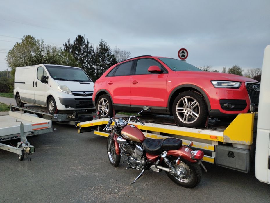 Transport aut maszyn budowlanych motocykli Belgia Holandia Niemcy