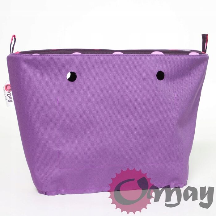 Fioletowy organizer do OBAG STANDARD grochy fiolet róż 2kieszenie OMAY