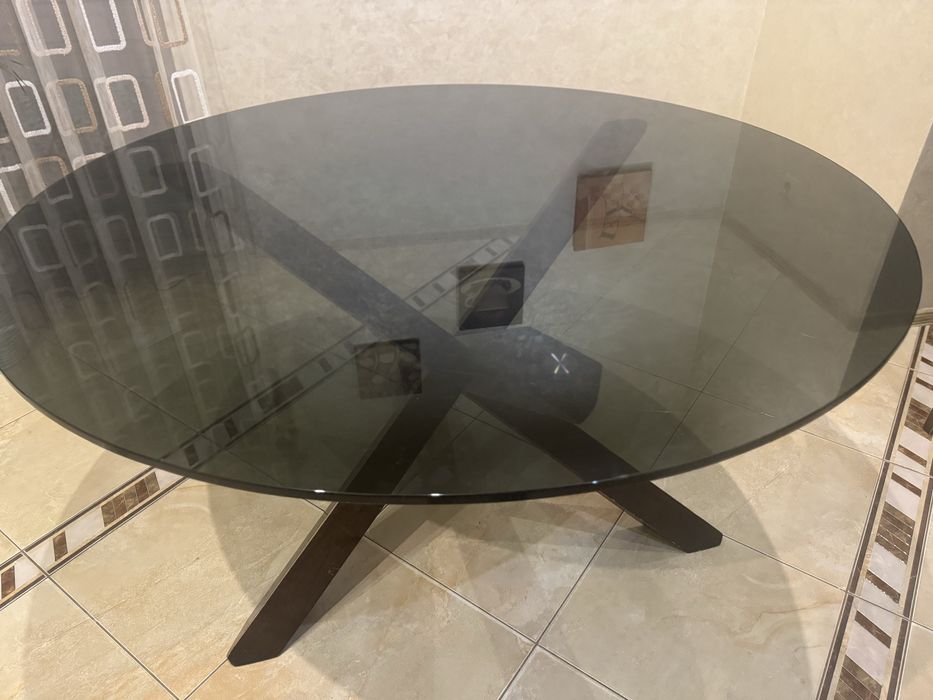 Стіл круглий скляний бу