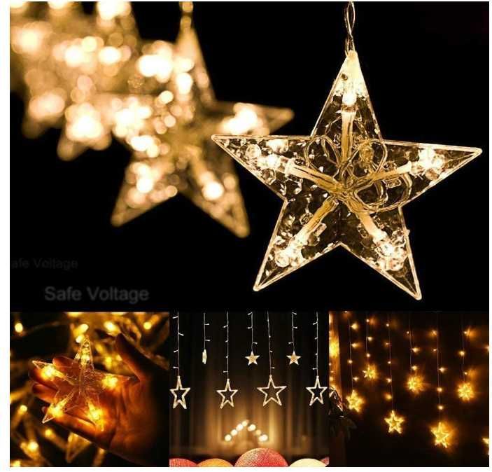 Świąteczna kurtyna świetlna 12 gwiazdek, 2m, 138LED, 8 trybów Avoalre