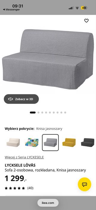 sofa rozkładana Ikea LYCKSELE LÖVÅS