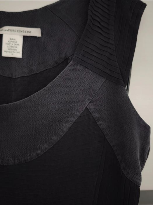 Diane von Furstenberg jedwabna bluzka 100% silk czarna elegancka S/36