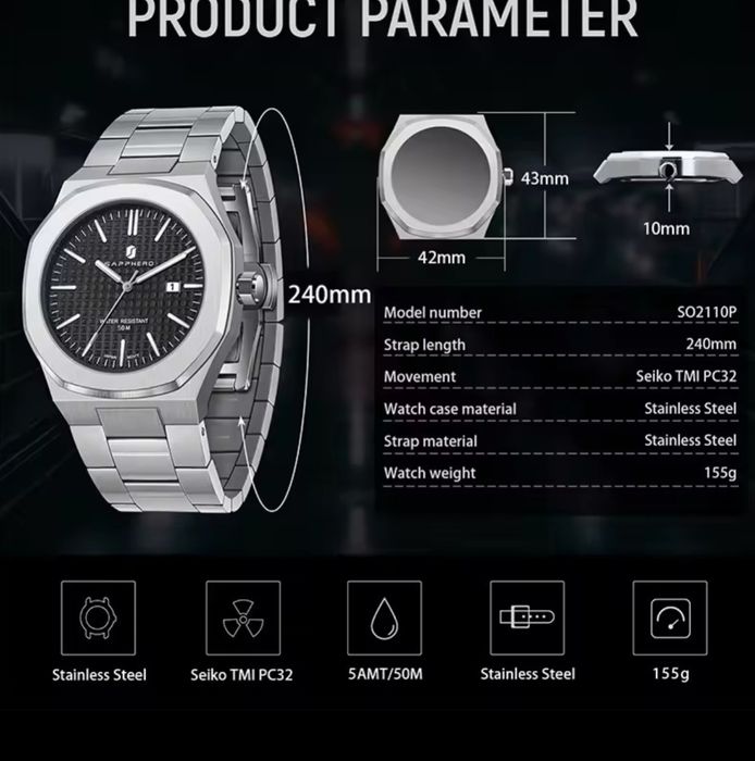 Relógio Novo movimento seiko