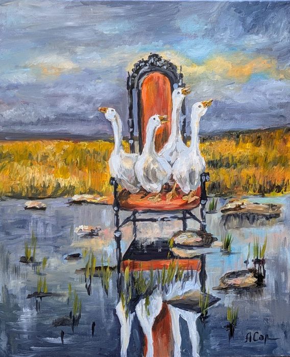 Quadro pintado a óleo, 60x50 cm