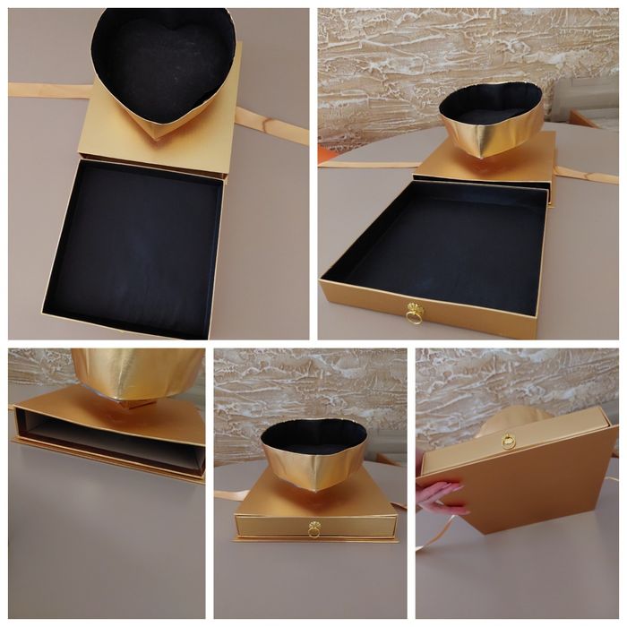 Коробки подарочные для цветов и декора золотого цвета