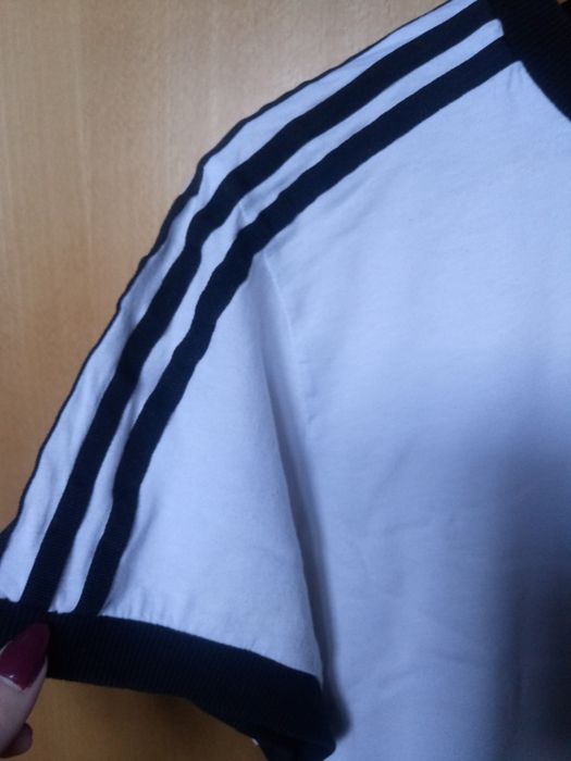 Koszulka bluzka adidas biała 3-stripes 3 paski S/M