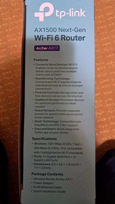 TP-Link Archer AX17 AX1500  Wi-Fi6