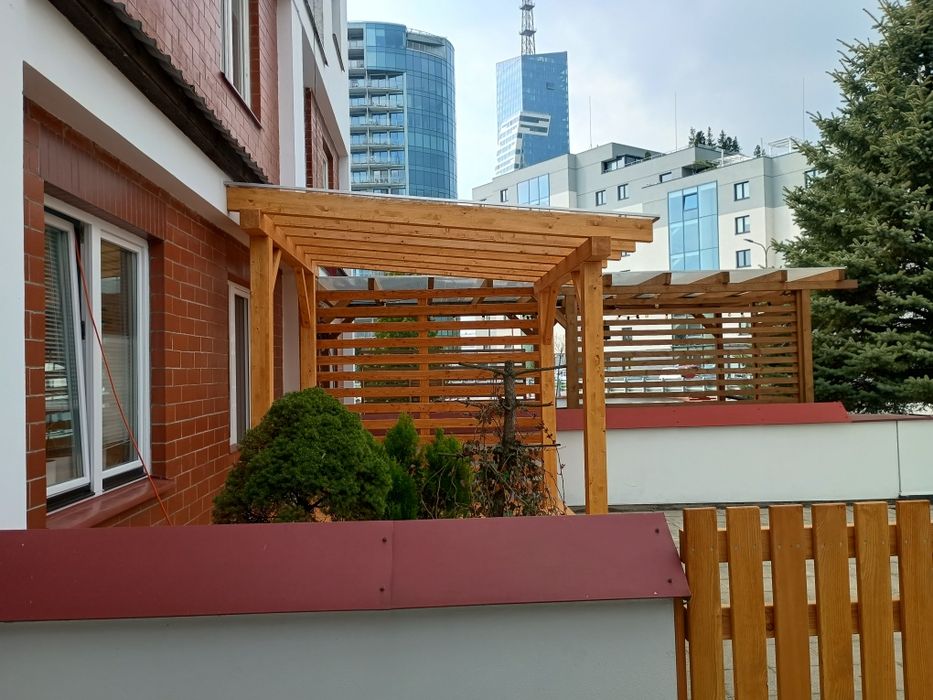 Taras drewniany, zadaszenie tarasu, altana, pergola