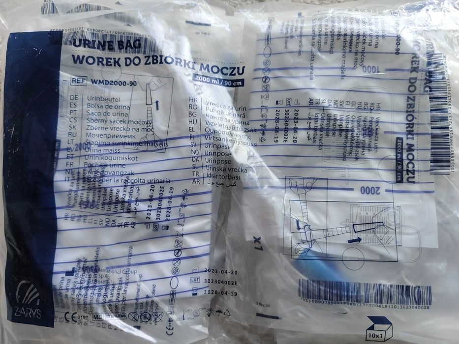 Zarys Worek do Zbiórki Moczu 28 sztuk 2000 ml / 90 cm