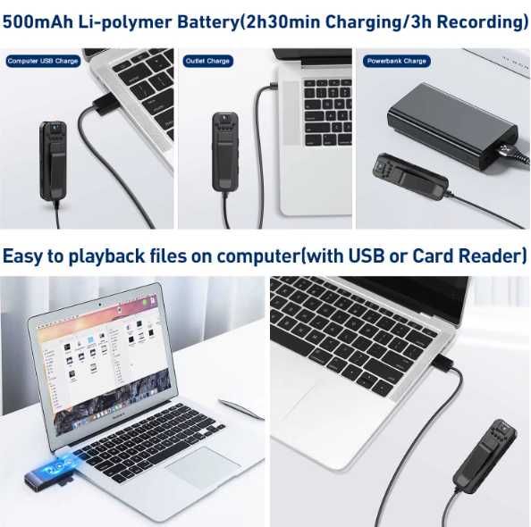 Mini body kamera - ukryta kamera - na ubranie - noktowizor