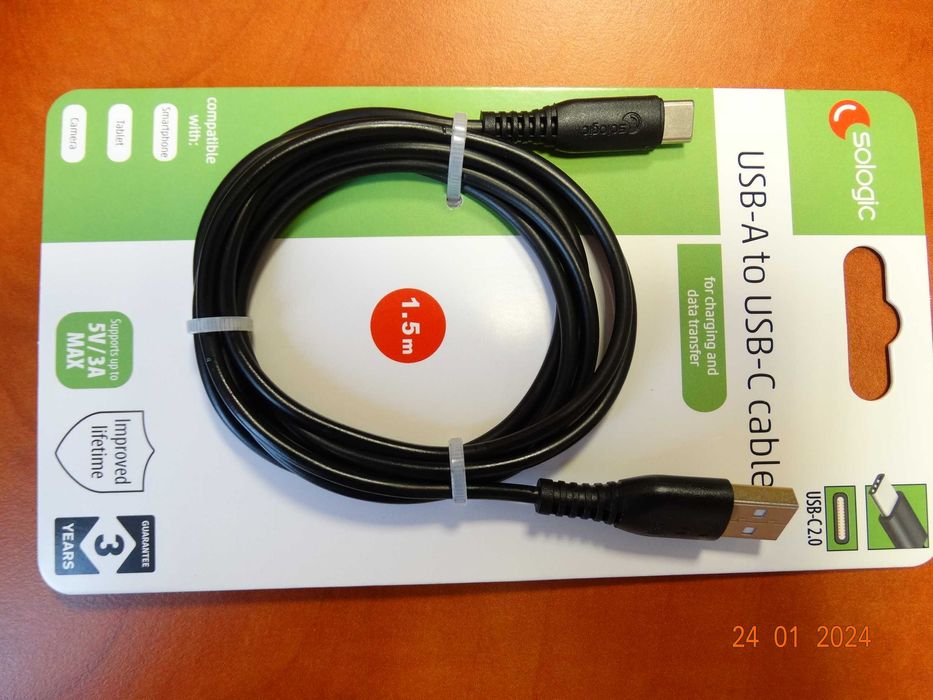 Kabel USB typ C do telefonu smartphonu długość 1,5m