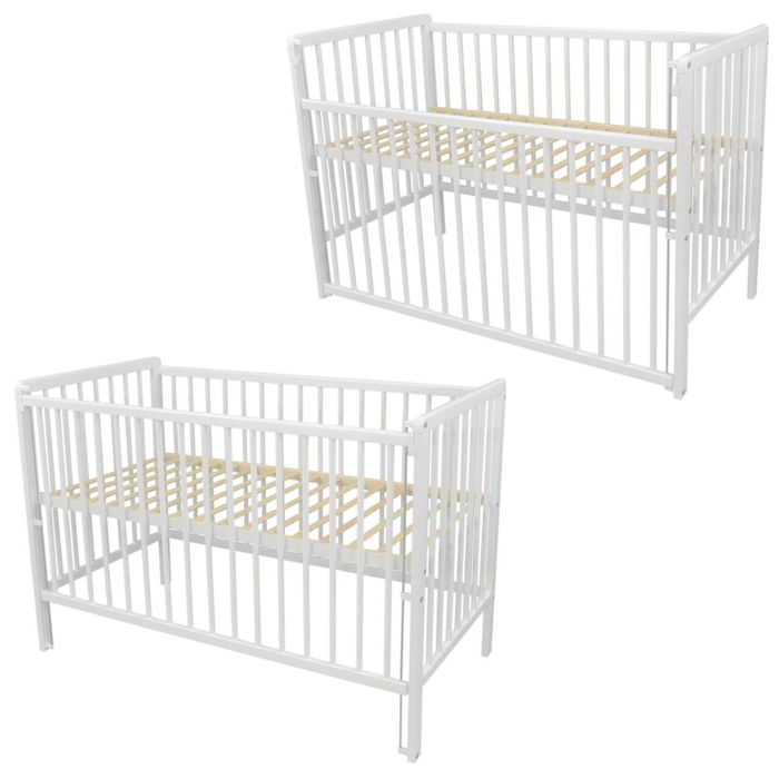 Łóżeczko dziecięce z opuszczanym bokiem z materacem