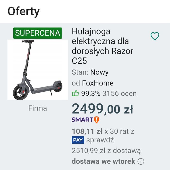 Hulajnoga elektryczna Razor c25