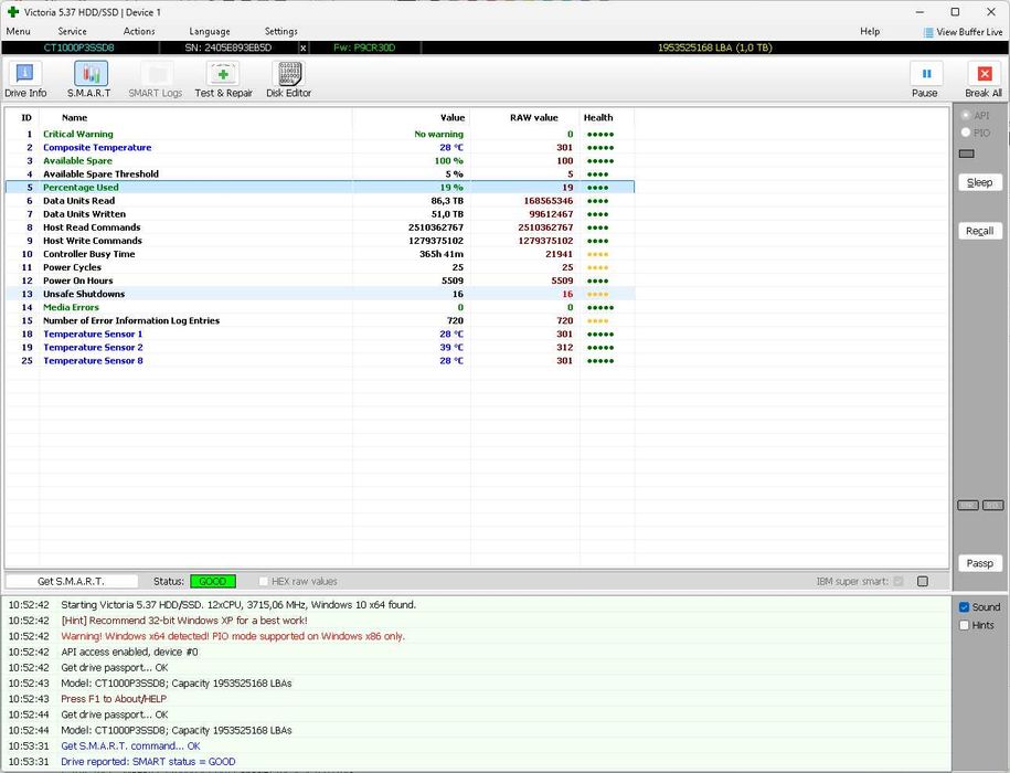 Crucial P3 CT1000P3SSD8 1Tb з радіатором та адаптером