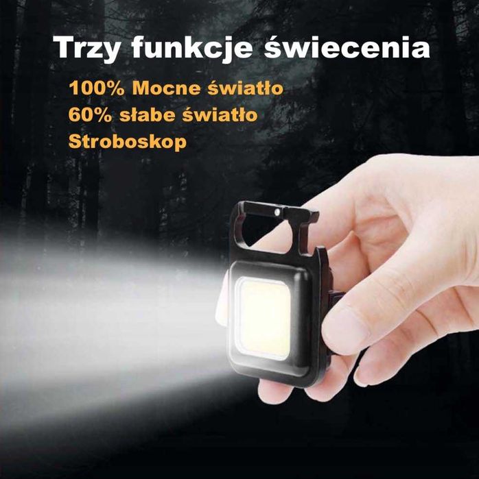 Kieszonkowa Latarka Brelok LED COB Warsztatowa Mocna