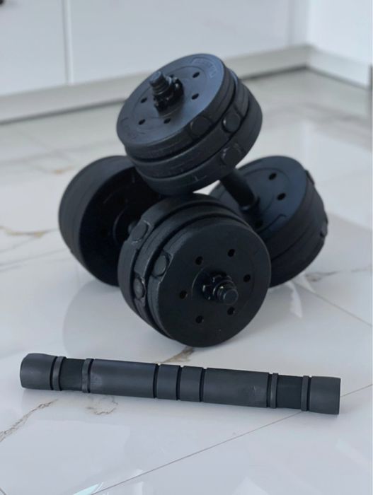 HANTLE 2x10KG regulowane bitumiczne gryf łącznik +20KG obciążenia NOWE