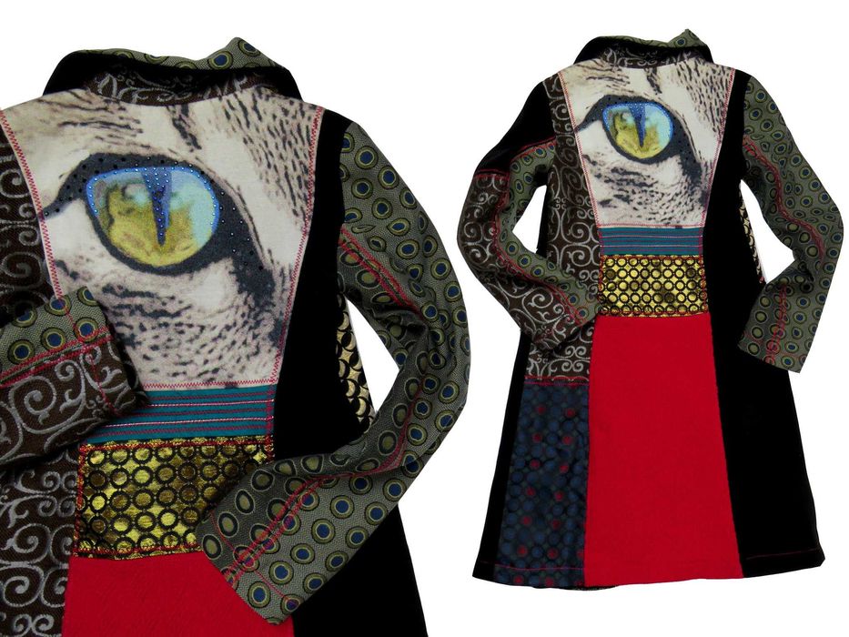 Desigual Patchwork unikatowy płaszcz S/M -50%