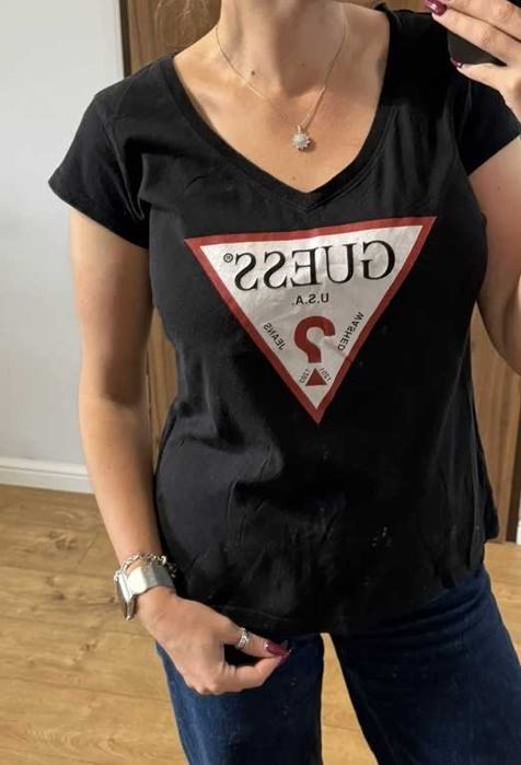 Czarny t-shirt Guess L