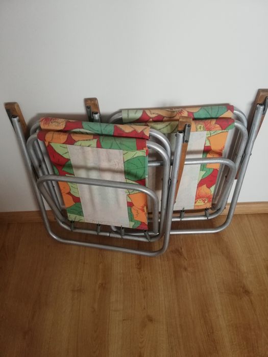 Dwa krzesła składane aluminiowe PRL
