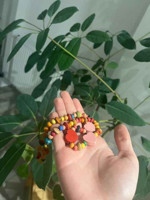 naszyjnik z koralików z serduszkami handmade