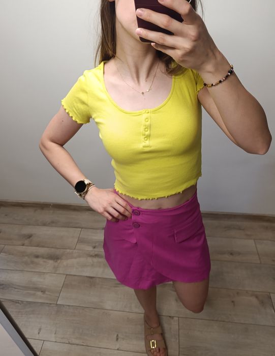 Crop top damski House S 36 limonkowy żółty