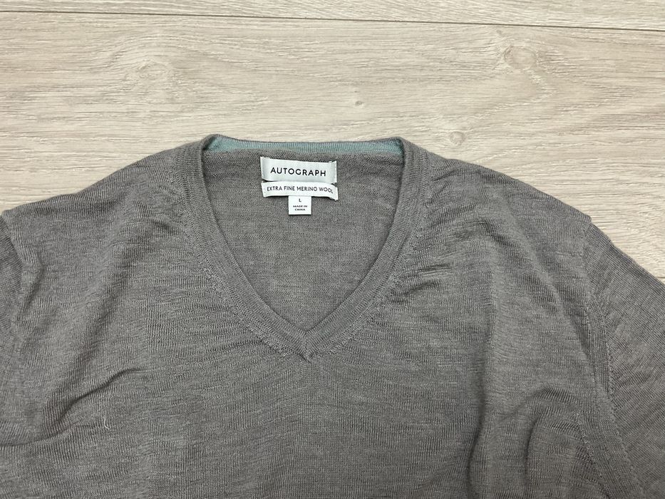 Marks&Spencer sweter męski L wełniany 100% merino wool cienki ciepły