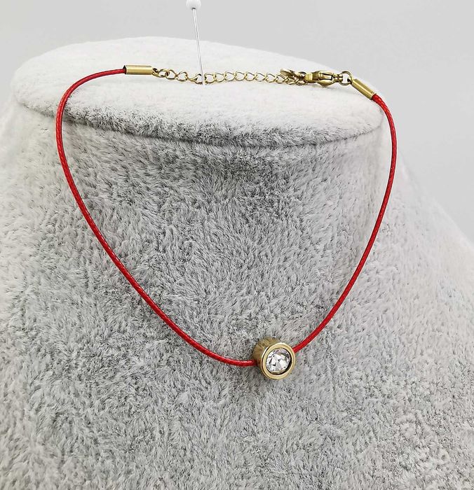 Bransoletka sznurek złota stal chirurgiczna z cyrkonią