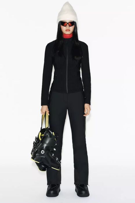 Штани flare water resistant windproof recco® technology ski collection zara, чорні гірськолижні штани zara